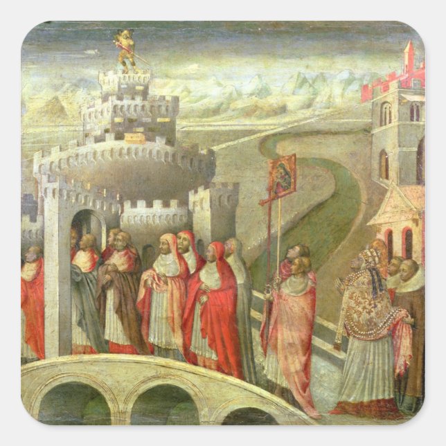Procession of St. Gregory to the Castel St. Angelo Square Sticker (Front)