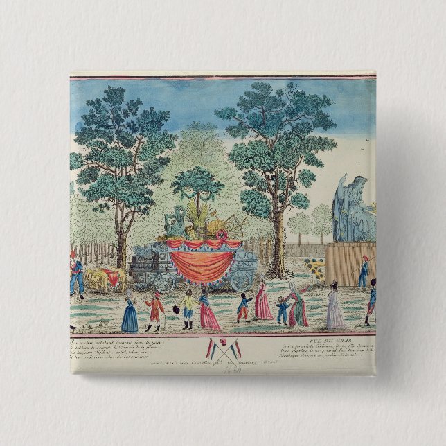 Procession of the Chariot of Agriculture 2 Inch Square Button (Front)