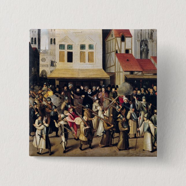 Procession of the Holy League in 1590 2 Inch Square Button (Front)