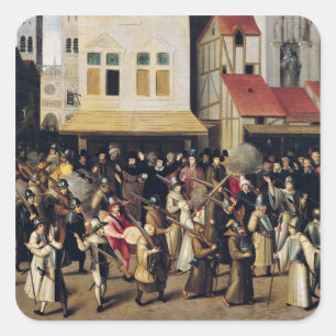 Procession of the Holy League in 1590 Square Sticker