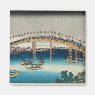 Procession over a Bridge (colour woodblock print) Magnet