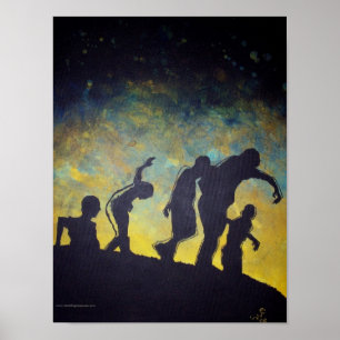 Procession to Breakfast Zombie Silhouette poster