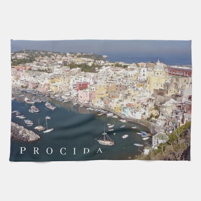 Procida île Corricella vue serviette de thé (Horizontal)