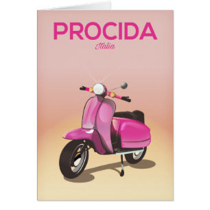 Procida Italy scooter vacation poster