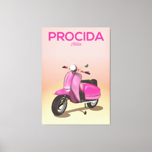Procida Italy scooter vacation poster Canvas Print