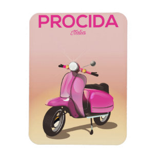 Procida Italy scooter vacation poster Magnet