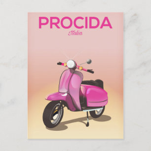 Procida Italy scooter vacation poster Postcard