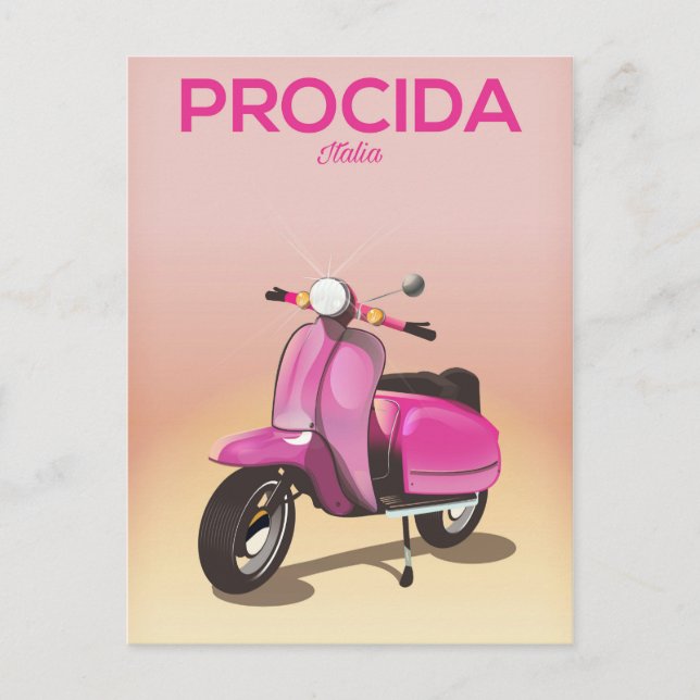 Procida Italy scooter vacation poster Postcard (Front)
