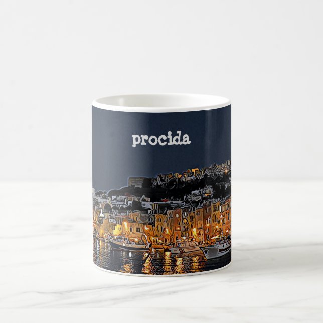 PROCIDA - Marina Grande - panorama by night - Coffee Mug (Center)