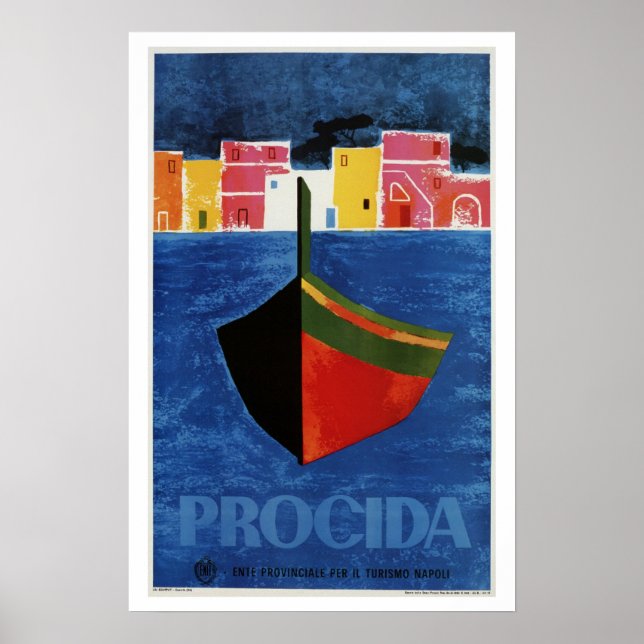 Procida Naples Italy retro vintage travel ad Poster (Front)