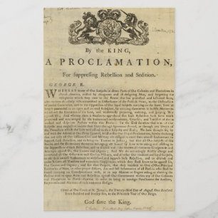 Proclamation by the King for Suppressing Rebellion Stationery