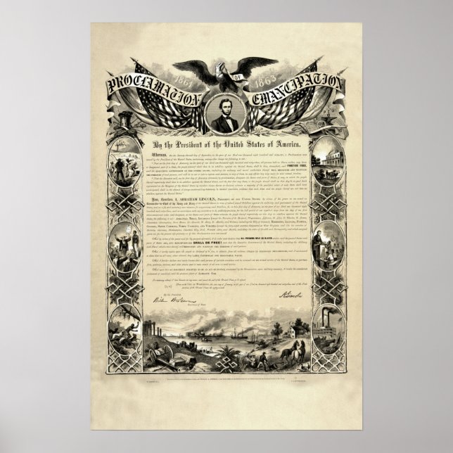 Proclamation of Emancipation by Abraham Lincoln Poster (Front)