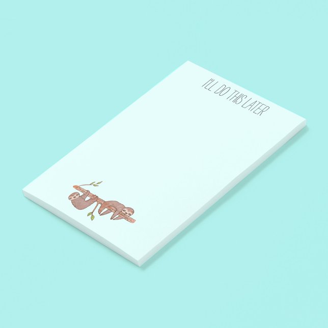 Procrastinating Cute pair of baby sloths on Branch Post-it Notes (I'll Do This Later Procrastinating Baby Sloths Post It Notes)