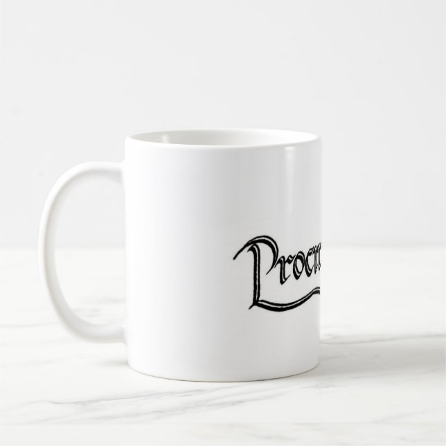 "Procrastination" calligraphy Coffee Mug (Left)
