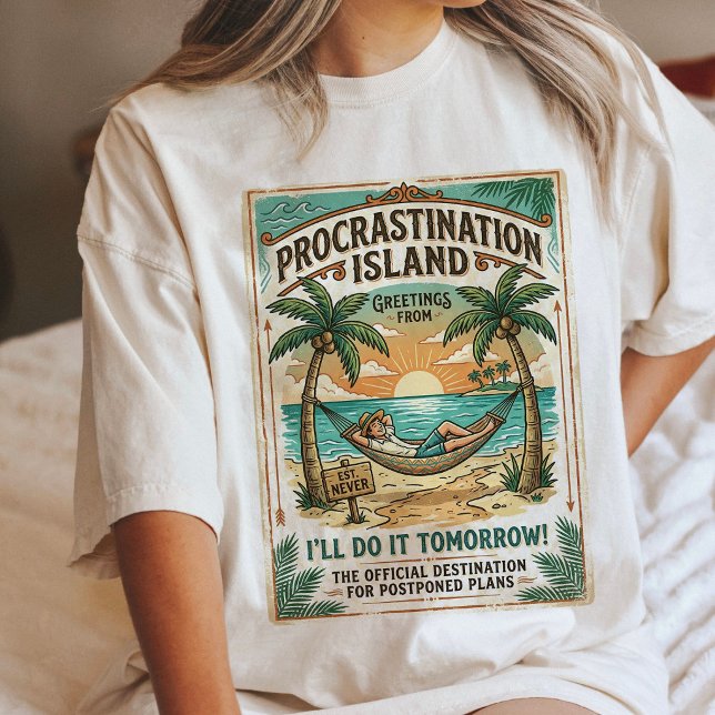 Procrastination Island Funny Vacation Design Tri-Blend Shirt (Creator Uploaded)