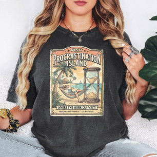 Procrastination Island Retro Beach Humour T-Shirt
