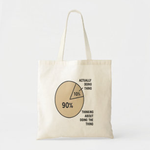 Procrastination Pie Chart – Thinking vs. Doing Fun Tote Bag