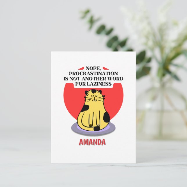 Procrastination Theme Cat's Meme  Postcard (Standing Front)