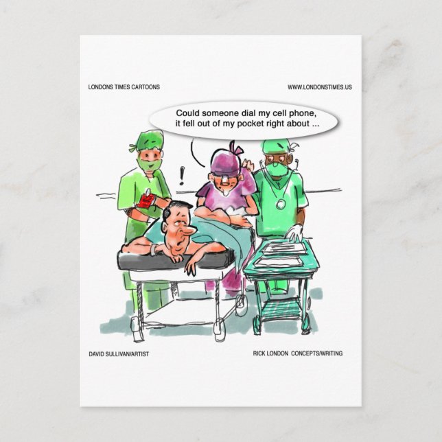 Proctologist Loses Cell Phone Funny Postcard (Front)