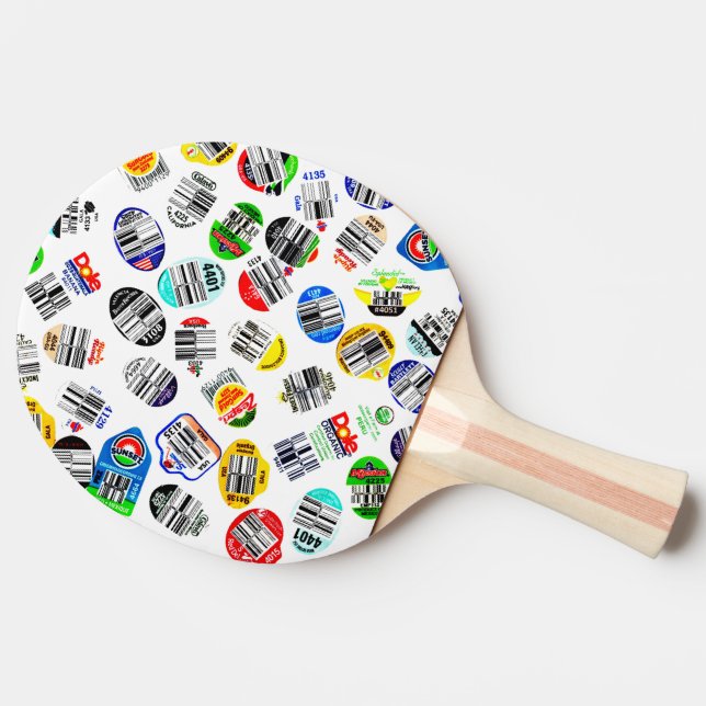 Produce Bar Code Stickers Ping Pong Paddle (Side)