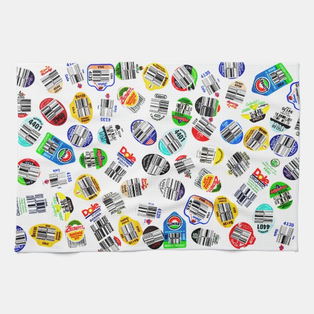 Produce Barcode Stickers Kitchen Towel (Horizontal)