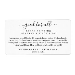 Product Contents Listing Label