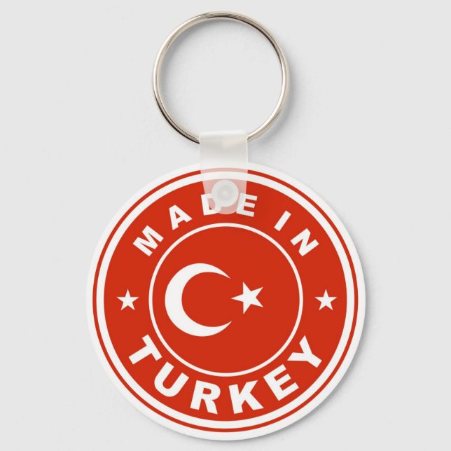 product country flag label made in turkey keychain (Front)