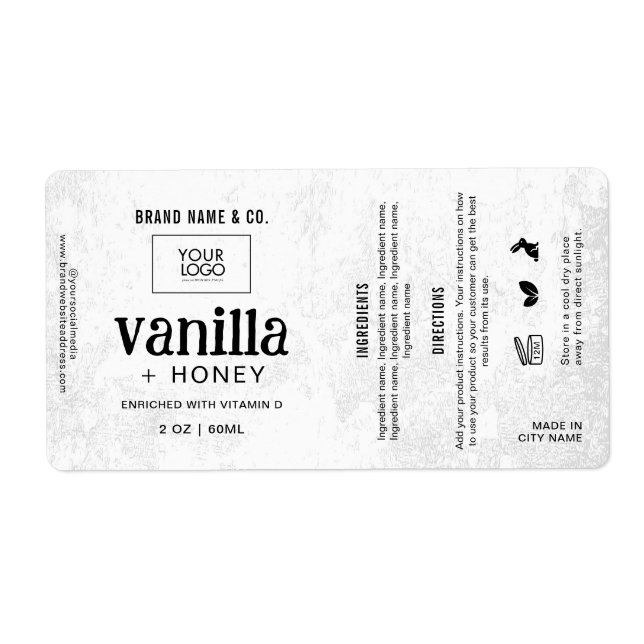  Product Customizable White Rustic Label (Front)