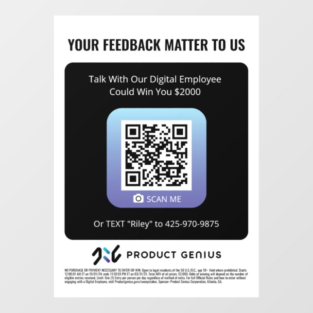 Product Genius - Window Cling - Sweepstakes (Sheet)