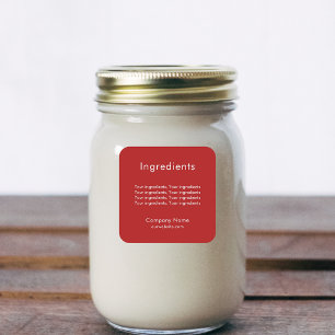 Product ingredient listing red white label