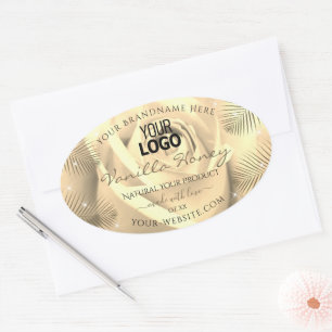 Product Labels Cream Beige Rose Palm Leaves Logo