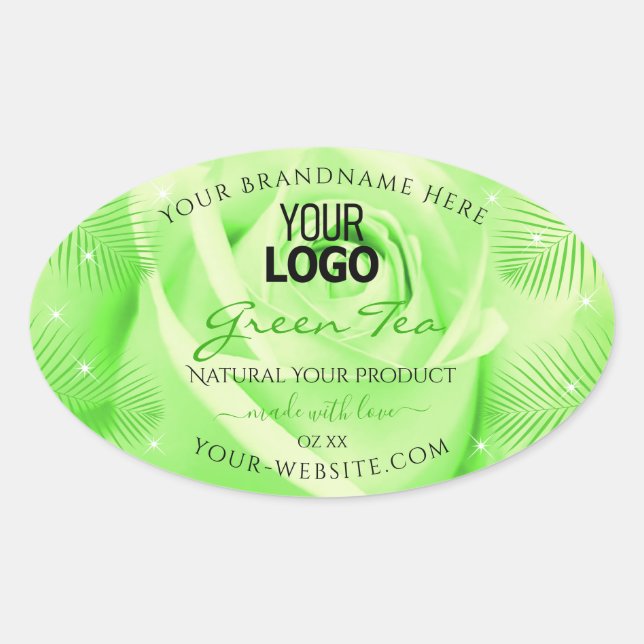 Product Labels Light Green Rose Palm Leaves Logo (Front)