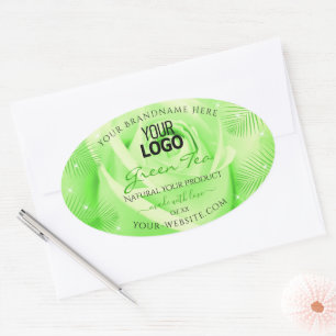 Product Labels Light Green Rose Palm Leaves Logo
