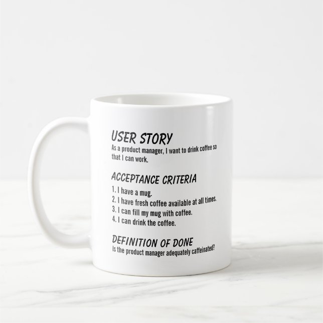 Product Manager User Story Agile Scrum Coffee Mug (Left)