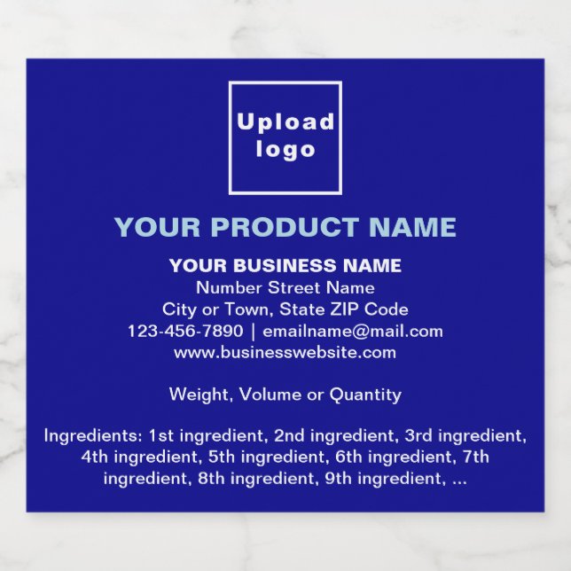 Product Minimal Information on Blue Sparkling Wine Label (Single Label)