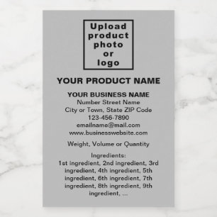 Product Minimal Information on Grey Portrait Food Label