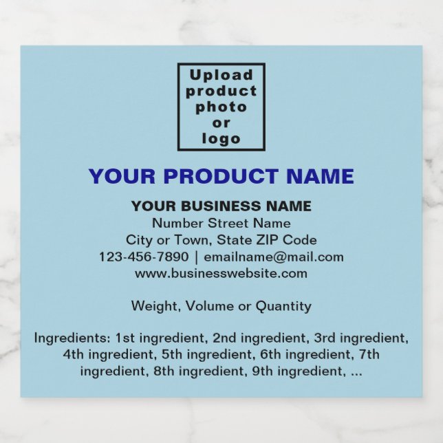 Product Minimal Information on Light Blue Beer Bottle Label (Single Label)