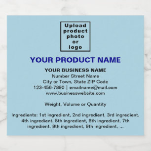 Product Minimal Information on Light Blue Liquor Bottle Label
