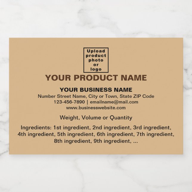 Product Minimal Information on Light Brown Small Liquor Bottle Label (Single Label)