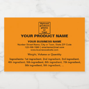 Product Minimal Information on Orange Colour Small Liquor Bottle Label