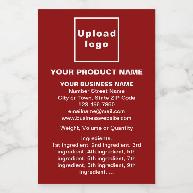 Product Minimal Information on Red Portrait Food Label (Single Label)