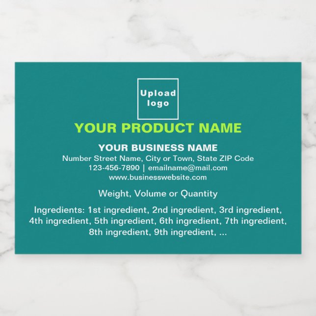 Product Minimal Information on Teal Green Small Liquor Bottle Label (Single Label)