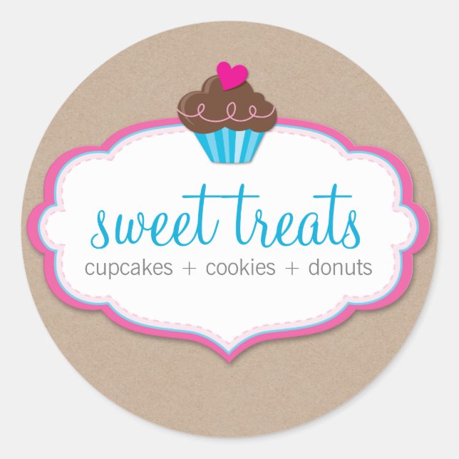 PRODUCT PACKAGING LABEL cute cupcake logo kraft (Front)