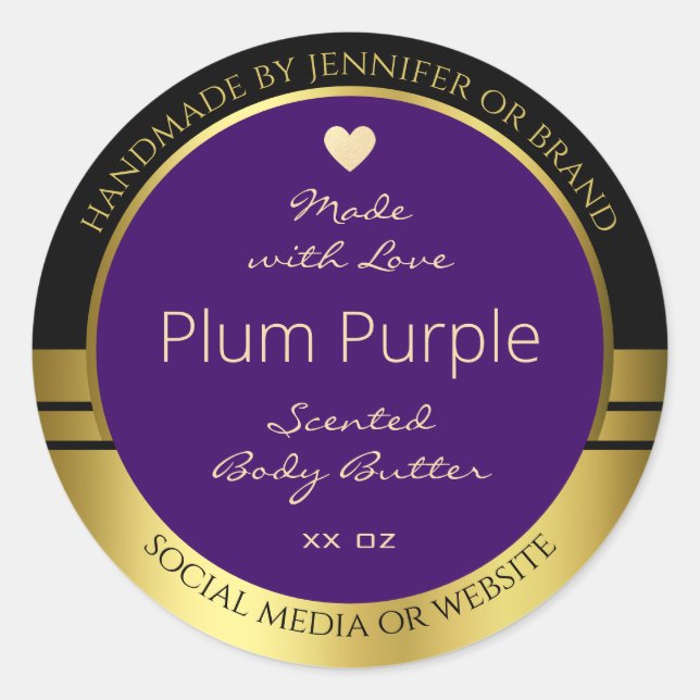 Product Packaging Label Purple and Gold Tiny Heart (Front)