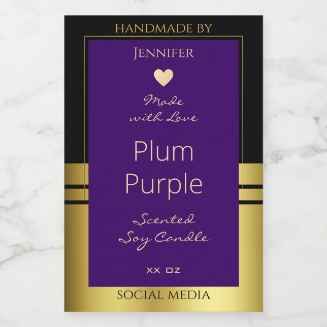 Product Packaging Label Purple and Gold Tiny Heart (Single Label)
