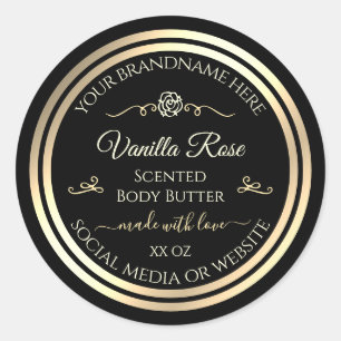 Product Packaging Stickers Black Labels Gold Frame