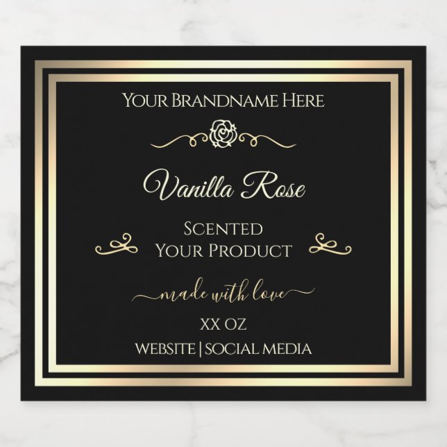 Product Packaging Stickers Black Labels Gold Frame (Single Label)