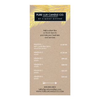 PRODUCT PRICE LIST tropical palm leaves gold kraft Rack Card