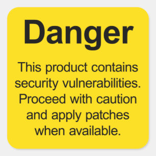 Product vulnerabilities warning sticker