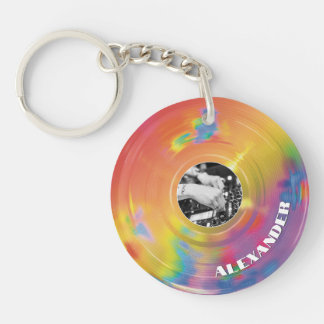Producteur de musique arc-en-ciel rétro DJ disque 